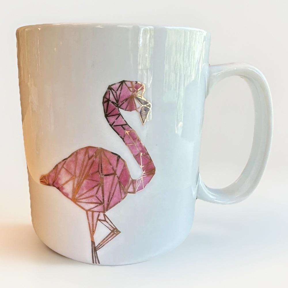 Cordon Bleu BIA Pink Flamingo Large Coffee Mug Gold Trim Wide Handle